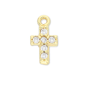 Brass TQ metaal bedels kruis Gold-transparent