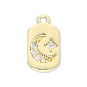 Brass TQ metaal bedels maan en ster Gold-transparent