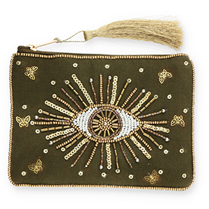 Etui Alziend oog Dark olive green-gold-white