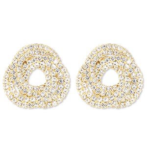 Eco-brass&reg; metaal oorbellen / oorstekers met strass Gold-crystal