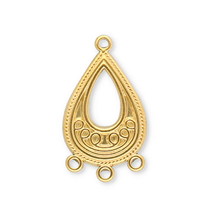 Roestvrij stalen (RVS) Stainless steel onderdelen hangers druppel met 3 oogjes Gold