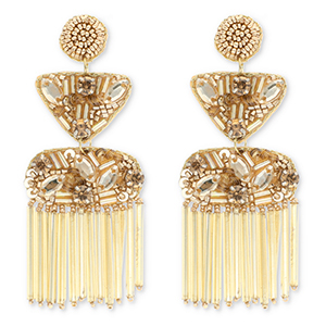 Trendy oorbellen / oorstekers met glaskralen Gold