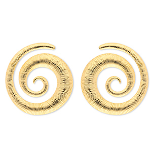 Roestvrij stalen (RVS) Stainless steel oorbellen / oorstekers spiraal Gold