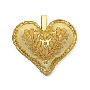 Trendy hangers hart met bladmotief Gold