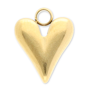 Roestvrij stalen (RVS) Stainless steel bedels hart Gold