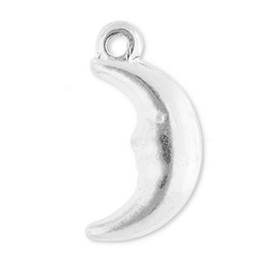 Roestvrij stalen (RVS) Stainless steel bedels maan Silver