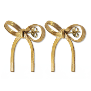 Roestvrij stalen (RVS) Stainless steel oorbellen / oorstekers strik Gold