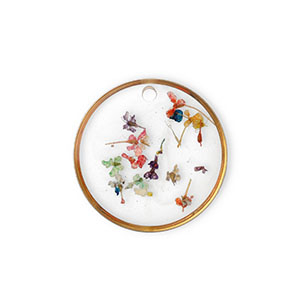 Bedels met gedroogde bloemetjes Gold-multicolour