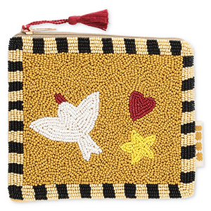 BY31&reg; Etui vogel met hart & ster Mustard brown-light gold-black-multicolour