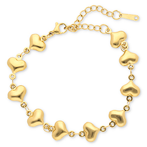 Roestvrij stalen (RVS) Stainless steel armbanden hartjes Gold
