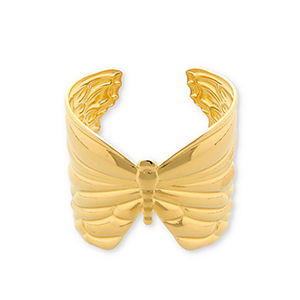 Roestvrij stalen (RVS) Stainless steel armbanden bangle vlinder Gold