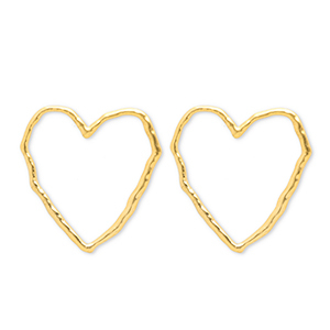 Roestvrij stalen (RVS) Stainless steel oorbellen / oorstekers hart Gold
