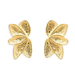 Roestvrij stalen (RVS) Stainless steel oorbellen / oorstekers blaadjes Gold