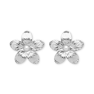 Roestvrij stalen (RVS) Stainless steel oorbellen / oorstekers bloem Silver