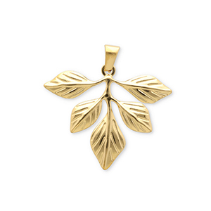 Roestvrij stalen (RVS) Stainless steel bedels blaadjes Gold