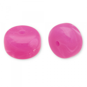 Acryl kralen disc Dark pink-white