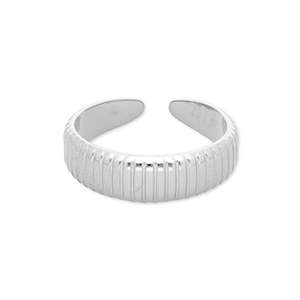 Roestvrij stalen (RVS) Stainless steel ringen met lijnen Silver