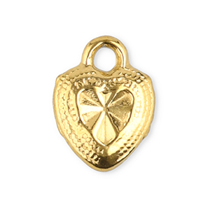 Roestvrij stalen (RVS) Stainless steel bedels hart Gold