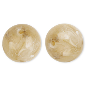 20 mm acryl kralen rond Beige brown-marble