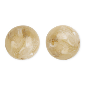 16 mm acryl kralen rond Beige brown-marble