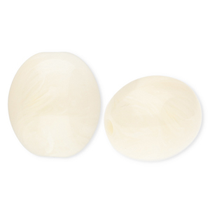 Acryl kralen ovaal Off white-marble