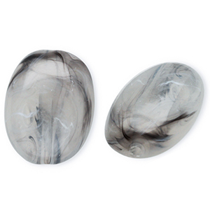 Acryl kralen ovaal Grey-marble