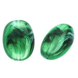 Acryl kralen ovaal Dark green-marble