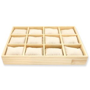 Sieraad display 12-vaks met fluwelen kussentjes Natural-off white