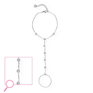 Roestvrij stalen (RVS) Stainless steel handkettingen Silver-crystal