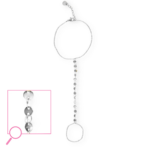 Roestvrij stalen (RVS) Stainless steel handkettingen coins Silver
