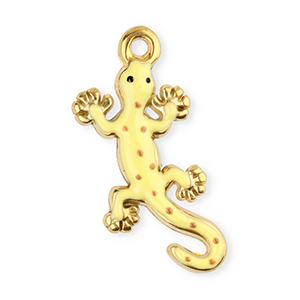 Roestvrij stalen (RVS) Stainless steel bedels salamander Gold-yellow-brown