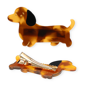 Haaraccessoires haarclip teckel Brown-black-gold