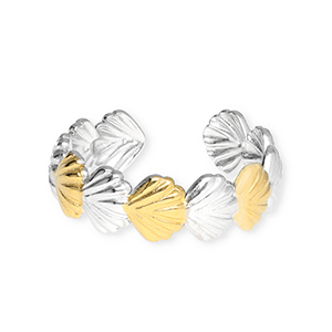 Roestvrij stalen (RVS) Stainless steel ringen schelp Silver-gold