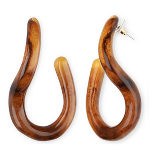 Trendy resin oorbellen&nbsp;/&nbsp;oorstekers Amber brown