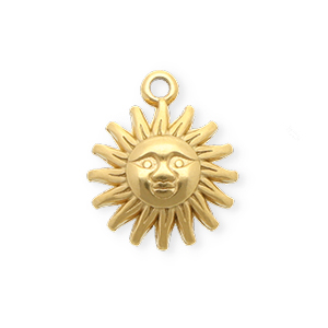Roestvrij stalen (RVS) Stainless steel bedels zon Gold