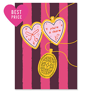 BY31&reg; Sieraden kaartjes "You're a charm" Dark brown-magenta pink-gold