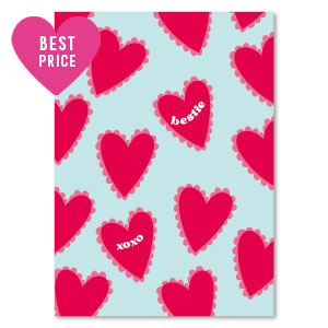 Sieraden kaartjes "bestie xoxo" Light blue-red