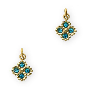 Roestvrij stalen (RVS) Stainless steel bedels bloem Gold-blue