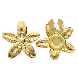 Roestvrij stalen (RVS) Stainless steel button covers bloem Gold