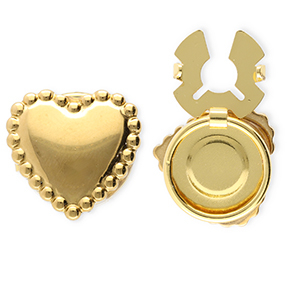Roestvrij stalen (RVS) Stainless steel button covers hart Gold