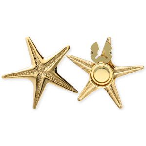 Roestvrij stalen (RVS) Stainless steel button covers zeester Gold