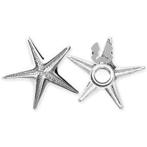 Roestvrij stalen (RVS) Stainless steel button covers zeester Silver