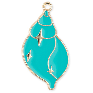 Bedels metaal schelp Gold-turquoise
