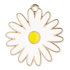 Bedels metaal madelief Gold-white-yellow