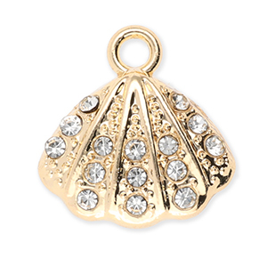 Bedels metaal schelp met strass Gold-transparent