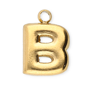 Roestvrij stalen (RVS) Stainless steel bedels letter B Gold