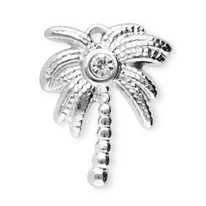 Roestvrij stalen (RVS) Stainless steel bedels palmboom Silver-transparent