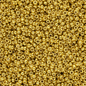 Glaskralen Rocailles 12/0 (2mm) Metallic shine yellow gold