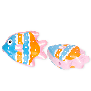 Handgemaakte glaskralen vis Blue-orange-white-light pink