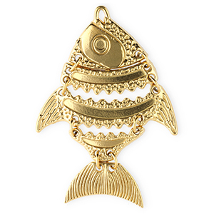 Roestvrij stalen (RVS) Stainless steel bedels vis Gold